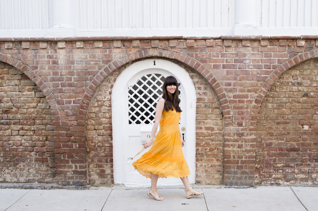 yellow anthropologie midi dress style-10