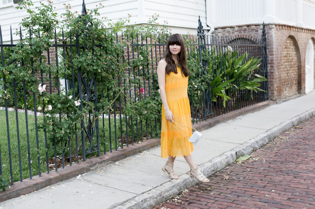 yellow anthropologie midi dress style-3