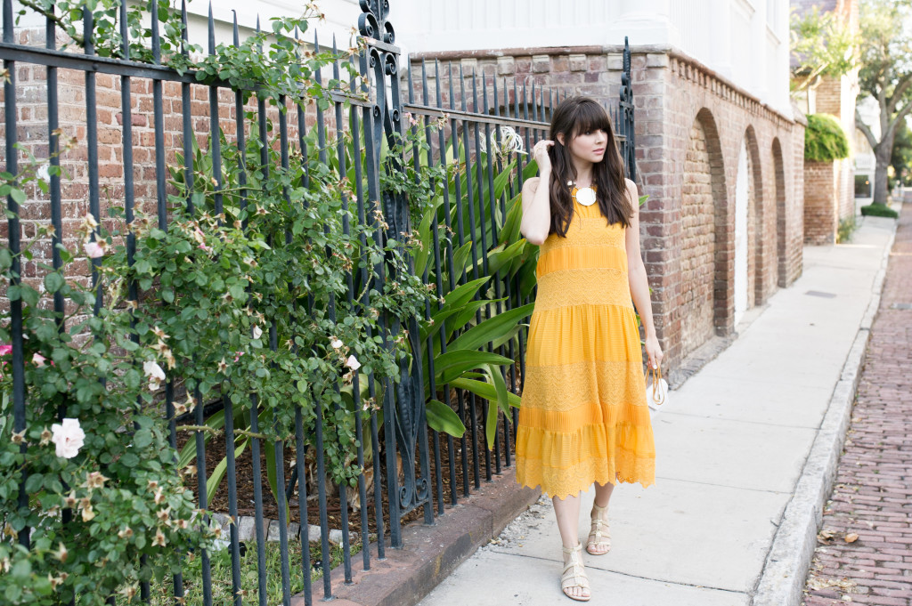 yellow anthropologie midi dress style-7