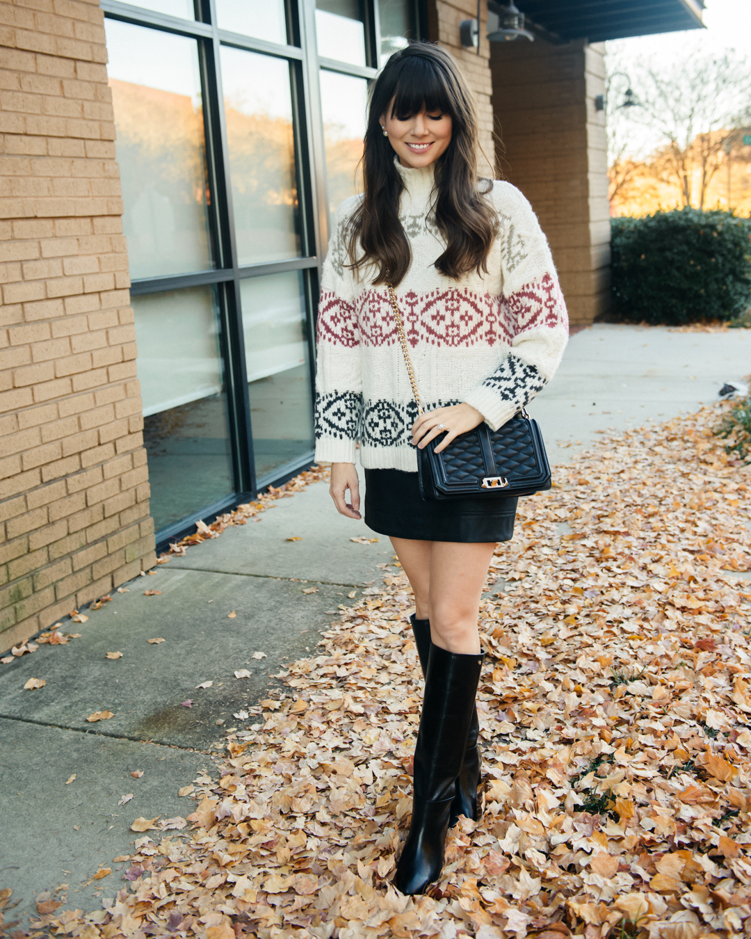 leather boots and leather skirts for the holiday season